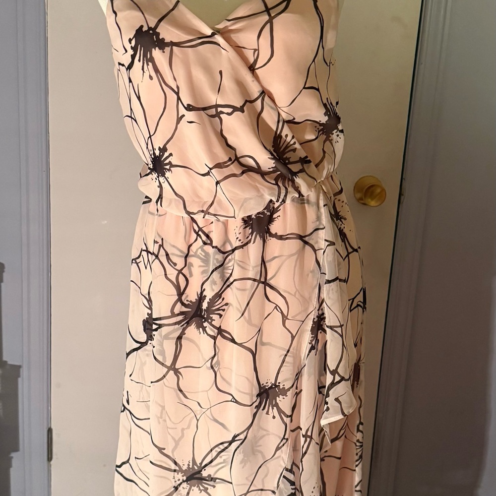 Banana Republic Asymmetrical light pink and Black floral pattern Dress